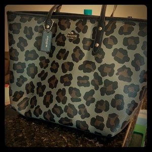 Black animal print Coach bag